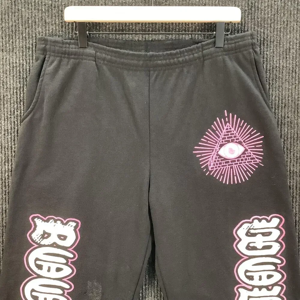 Boominati Sweatpants Mens Extra Large Black Pink Graphic Joggers Made in USA